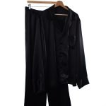 Black natural silk men's set: jacket, trousers, shorts - Image 3