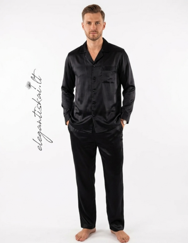 vyriskos pizamos is silko