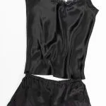 Black natural silk pyjamas (blouse and shorts) - Image 2