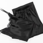 Black silk set (blouse, long trousers, eye mask) - Image 2