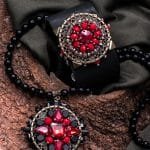Handmade jewellery set "Red Sparkle"