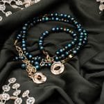 Blue pearl jewellery (necklace and bracelet)