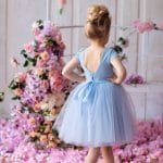 Festive dress with hand-decorated flowers - Image 2