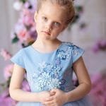Festive dress with hand-decorated flowers - Image 3