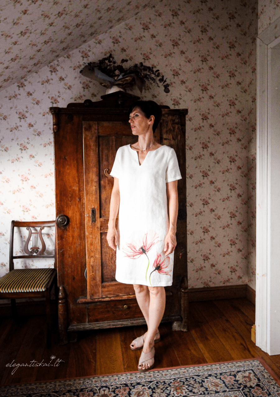 Natural linen dress "Elegant poppies" - Image 3