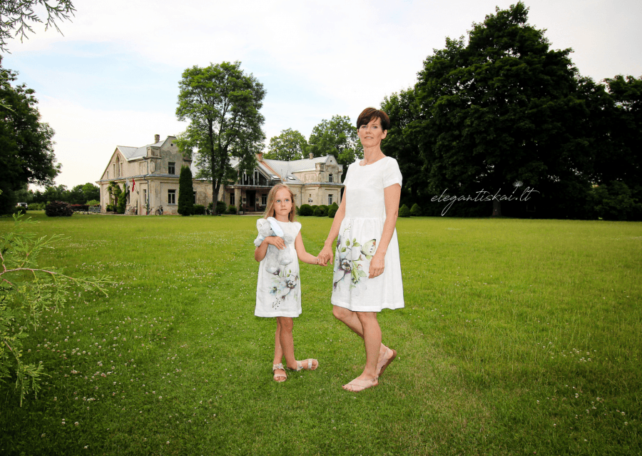 White dress in natural linen "Buds" - Image 2