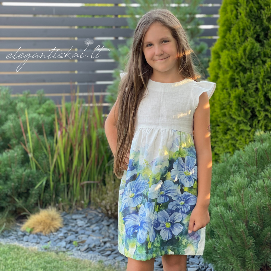 Girl's dress in linen "First flower" - Image 3