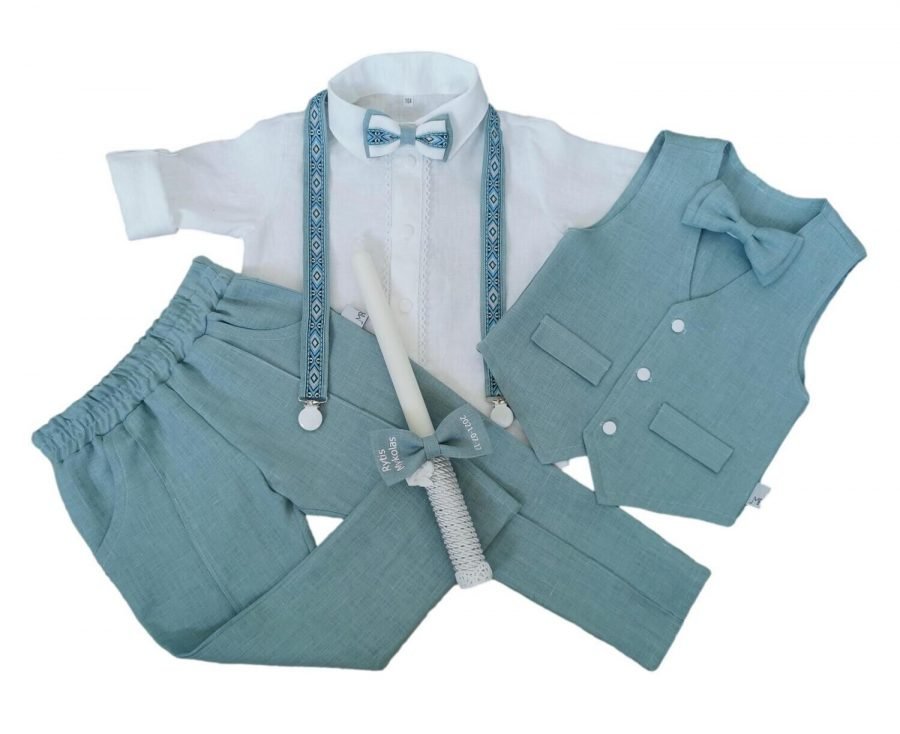 Linen suit with waistcoat for boy - Image 2