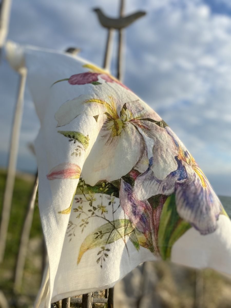 Natural linen long white dress "Colourful elegance" - Image 4