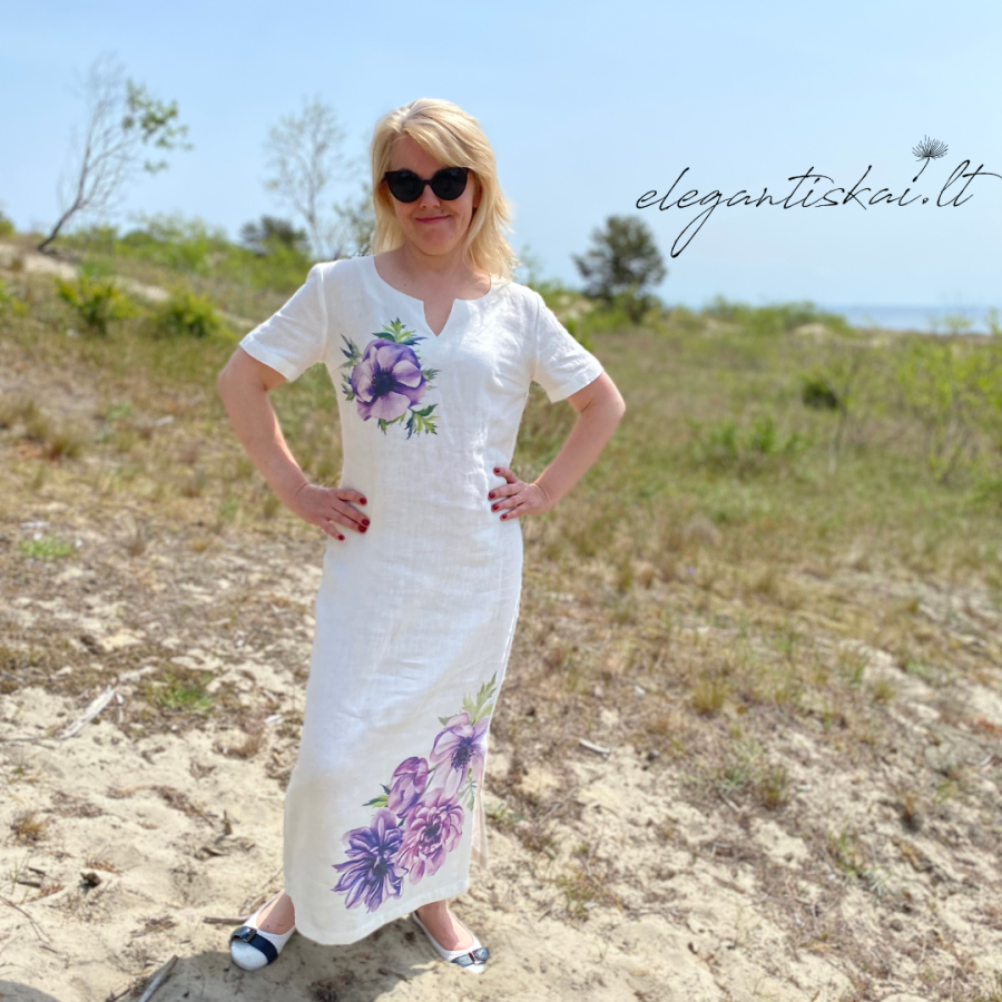 Long dress in soft linen "Blossom"