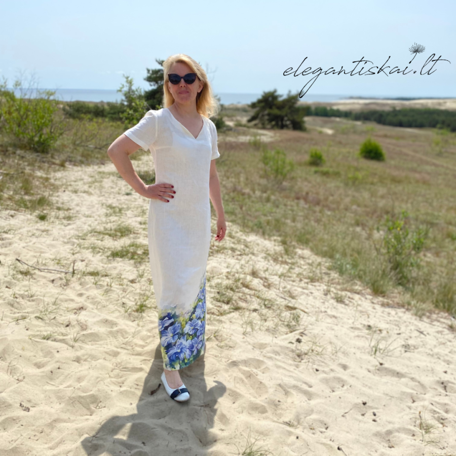 Long dress in natural linen "First Blossom"