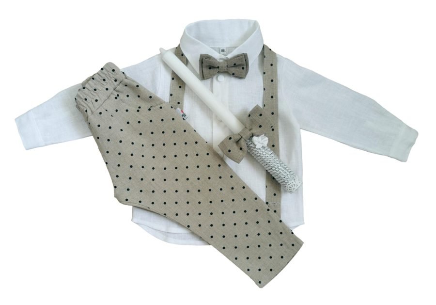 Natural linen suit for boy with spots - Image 5