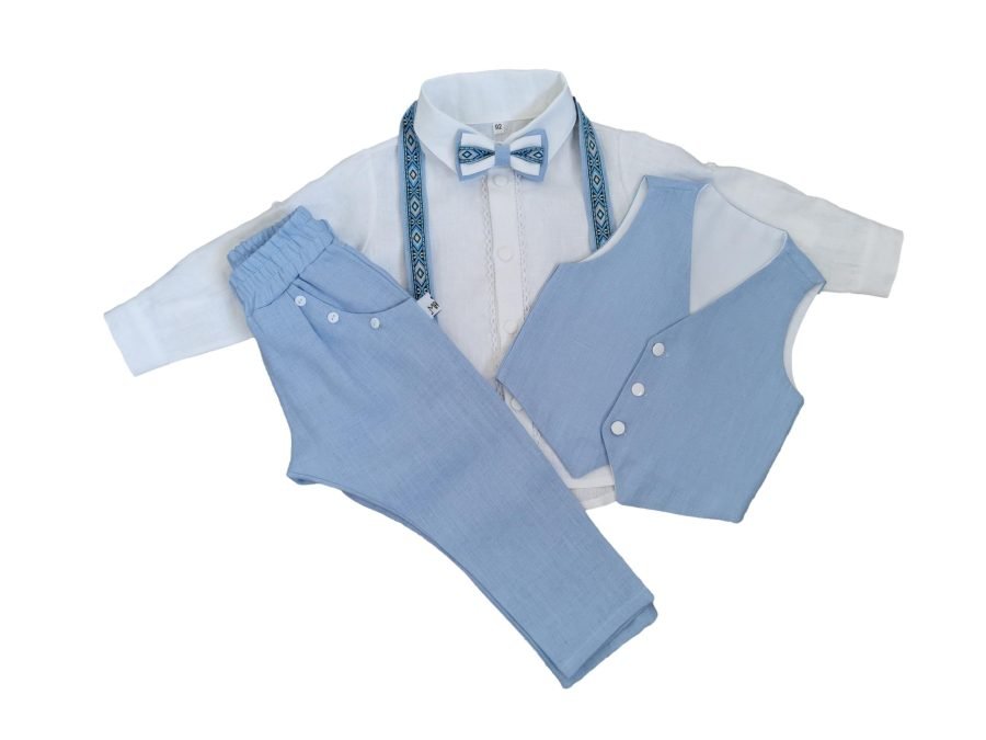 Natural linen suit with waistcoat for boy - Image 8