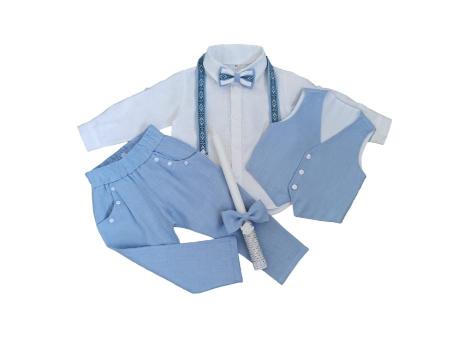 Natural linen suit with waistcoat for boy - Image 7