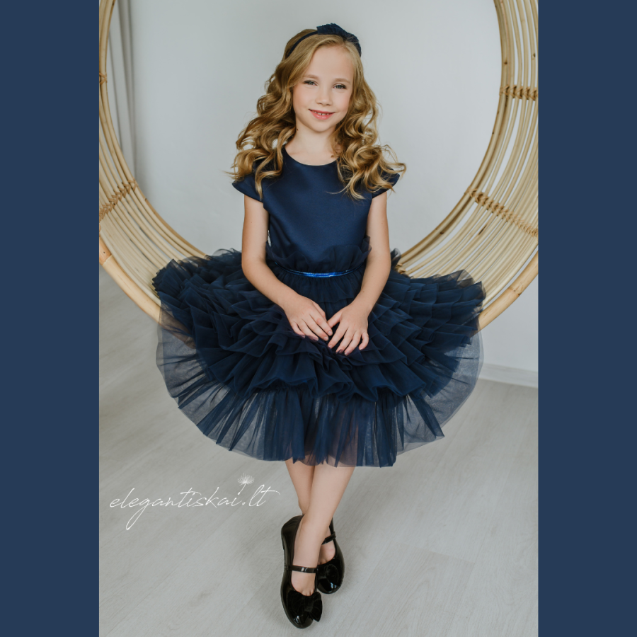 Puffy occasion dress for a girl with hair bow - Image 4