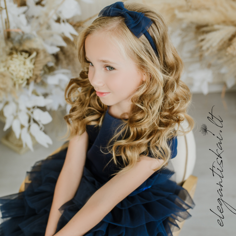 Puffy occasion dress for a girl with hair bow - Image 9