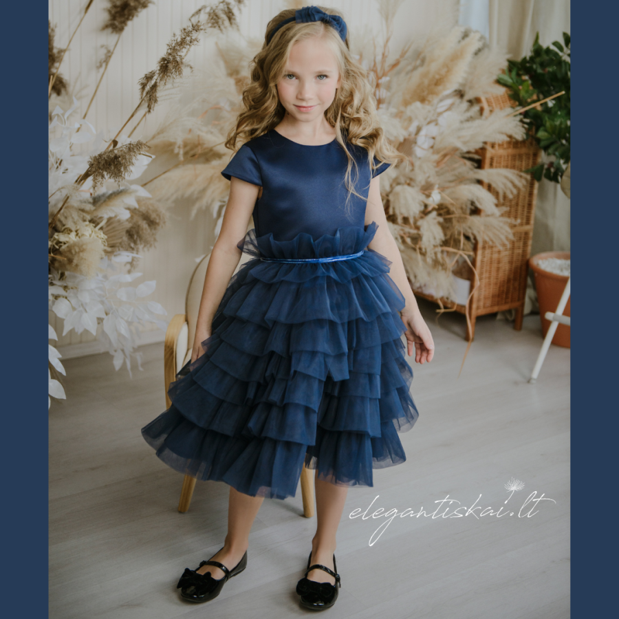 Puffy occasion dress for a girl with hair bow - Image 5