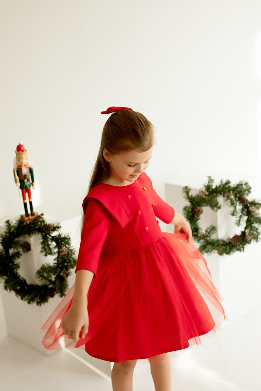 Gorgeous red dress for a girl with tulle skirt - Image 2