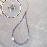 Earrings and necklace set with blue and white jasper