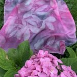 Scarf in real silk with hydrangea patterns