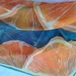 100% silk scarf decorated with orange prints - Image 2