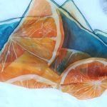 100% silk scarf decorated with orange prints - Image 3