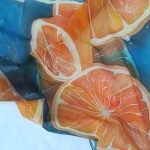 100% silk scarf decorated with orange prints - Image 4