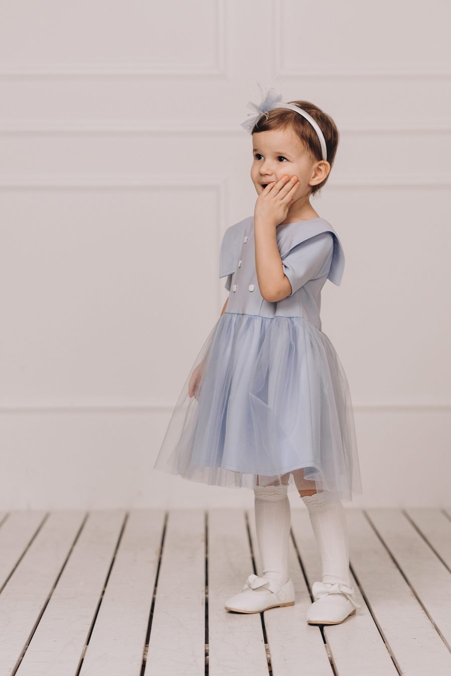 Gorgeous blue dress for a girl with tulle skirt - Image 4