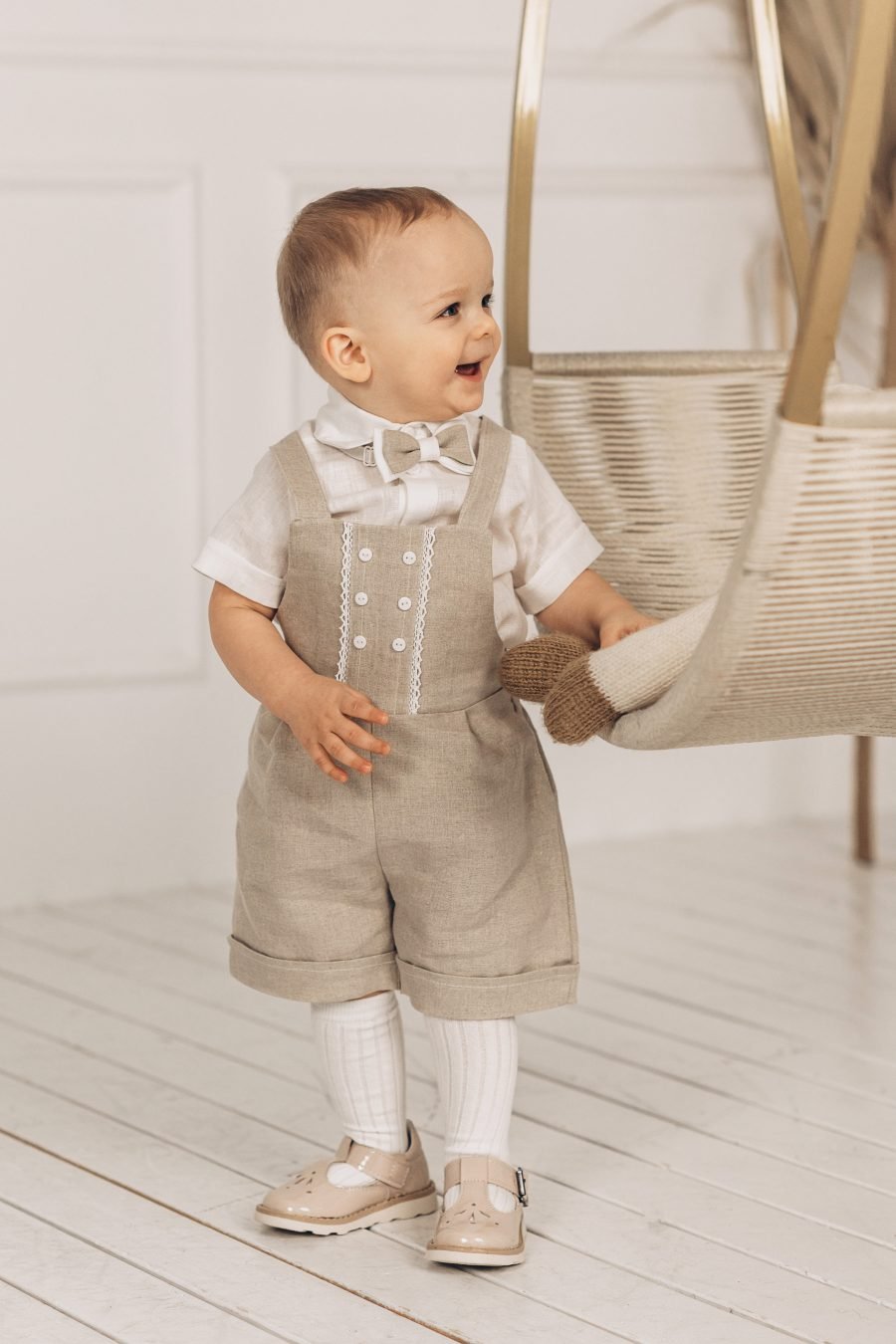 Beige romper made of natural linen