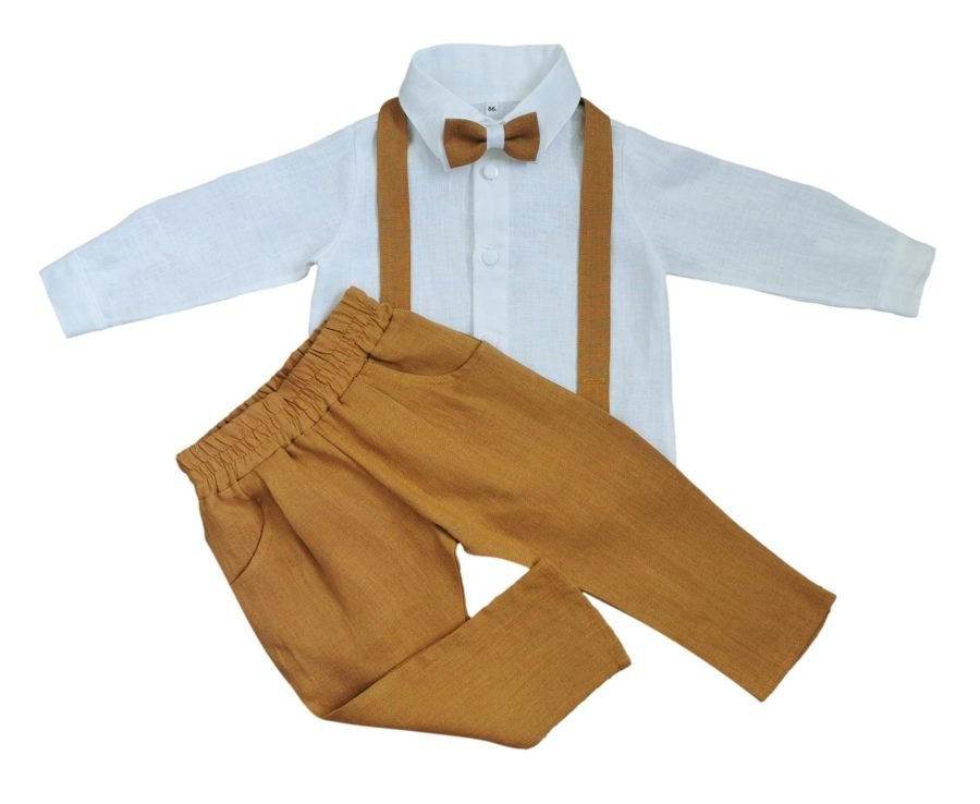 Boy's costume with brown linen trousers