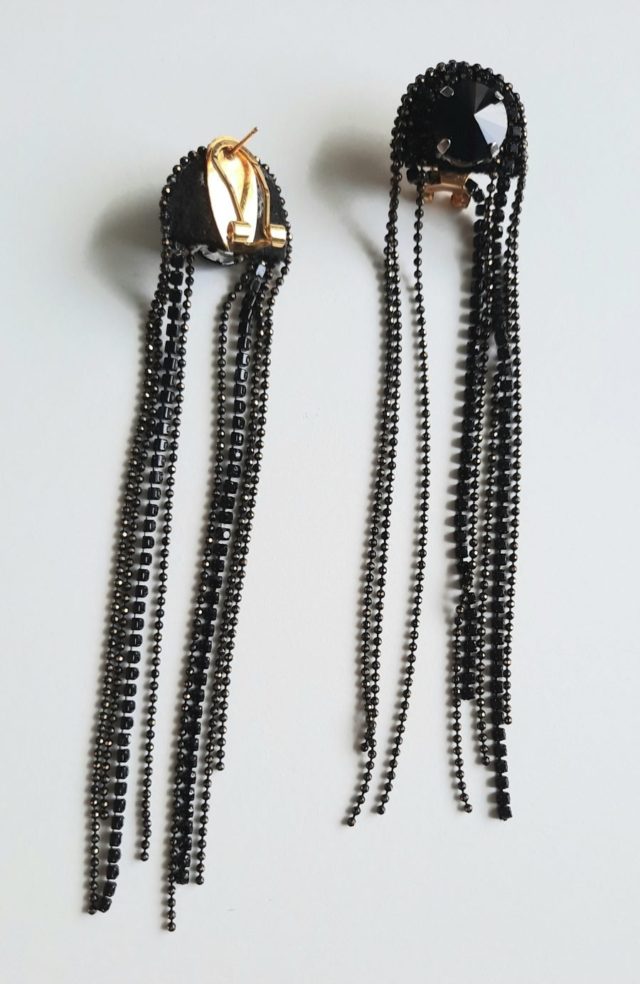 Luxury earrings in black and gold with stripes - Image 6