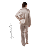 Natural silk pyjamas with long trousers (nude) - Image 2