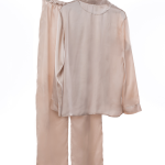 Natural silk pyjamas with long trousers (nude) - Image 5