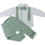 Greenish natural linen suit with trousers