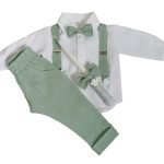 Greenish natural linen suit with trousers - Image 3