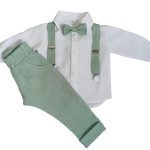 Greenish natural linen suit with trousers - Image 4
