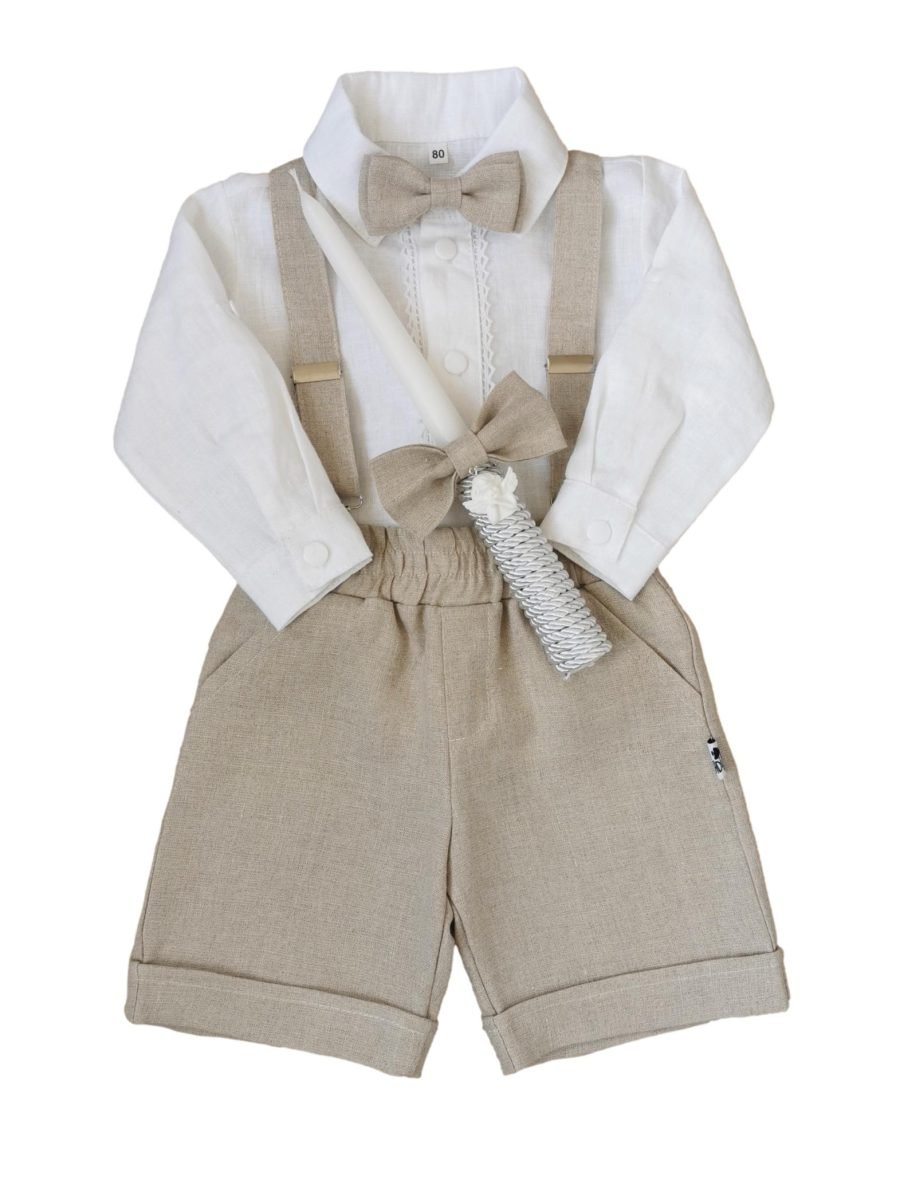 Beige linen suit with shorts - Image 6