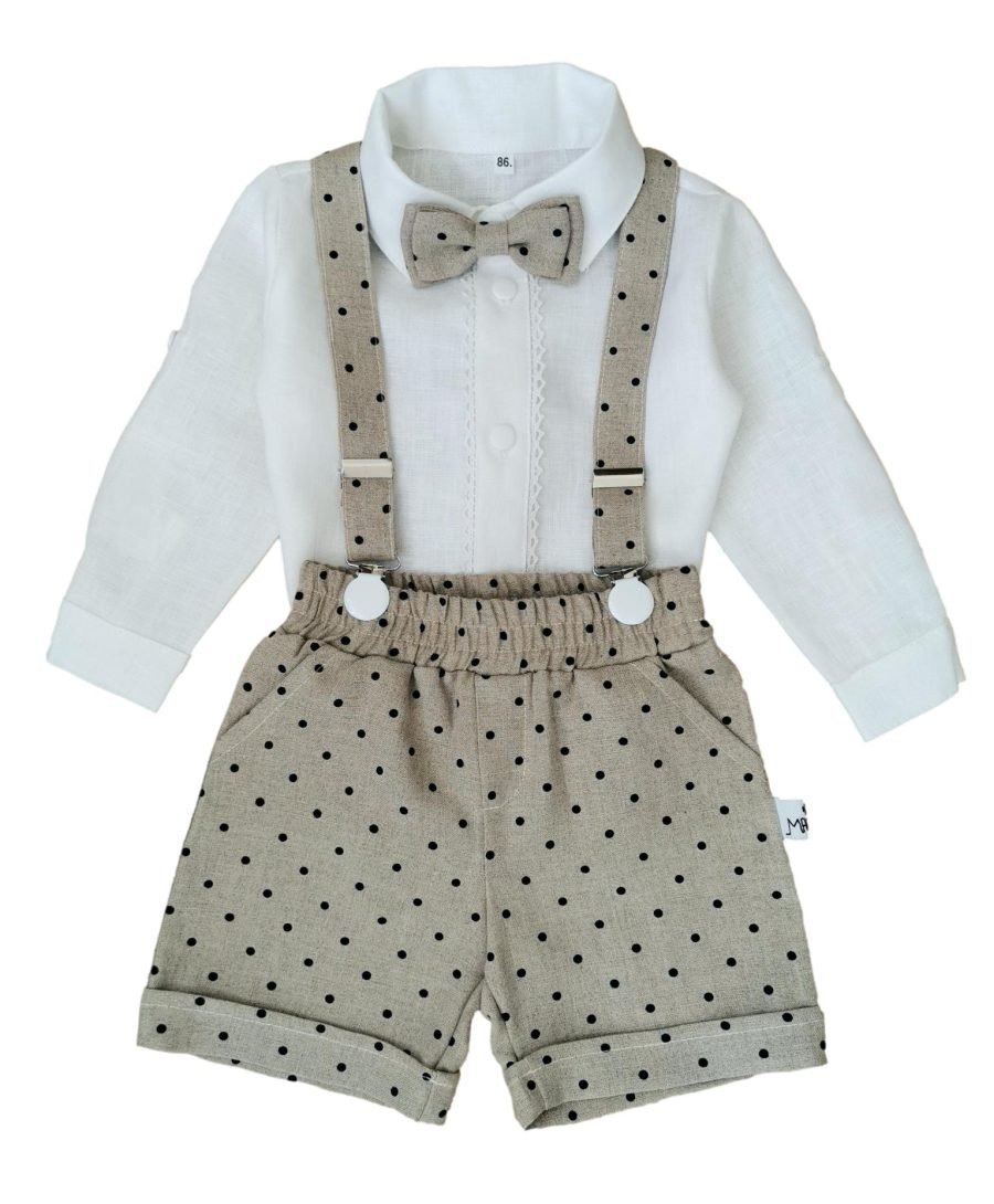 Natural dotted linen suit with shorts - Image 3