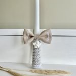 Christening costume with patterned shoulder straps and bowtie - Image 6