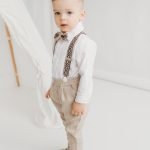 Beige linen suit with trousers