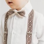 Brown linen suit with white shirt, suspenders, bow tie - Image 2