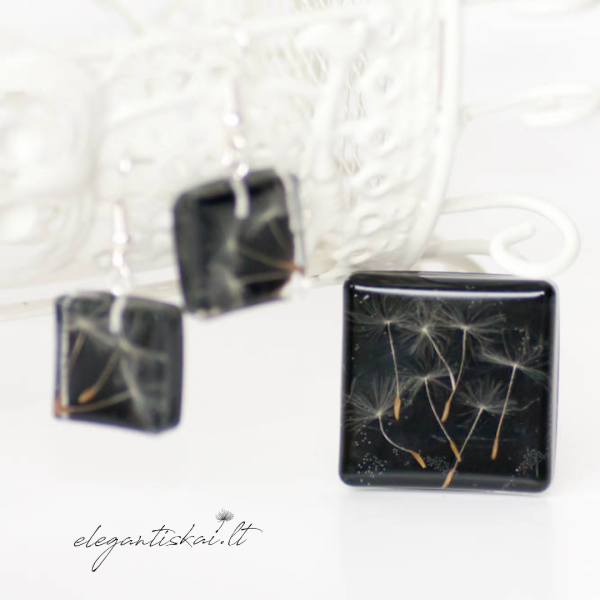 Original brooch with real dandelion fluff