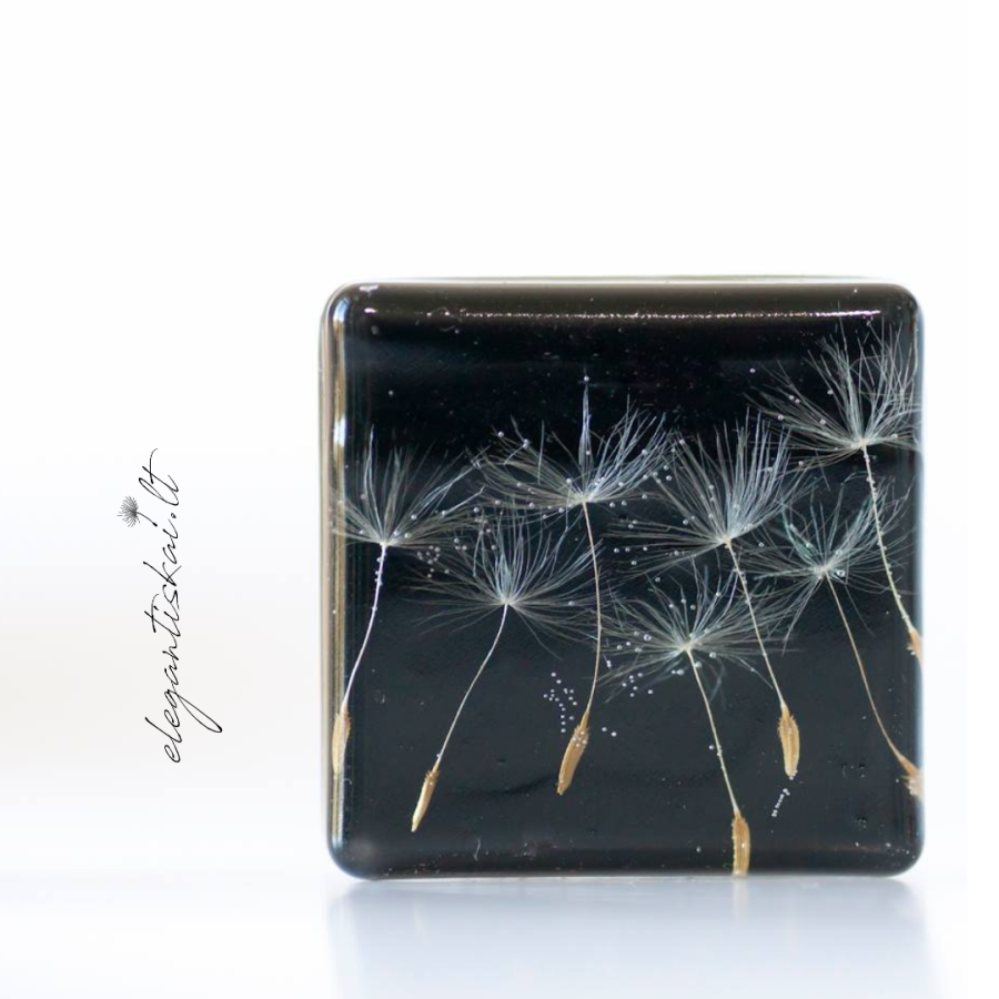 Original brooch with real dandelion fluff