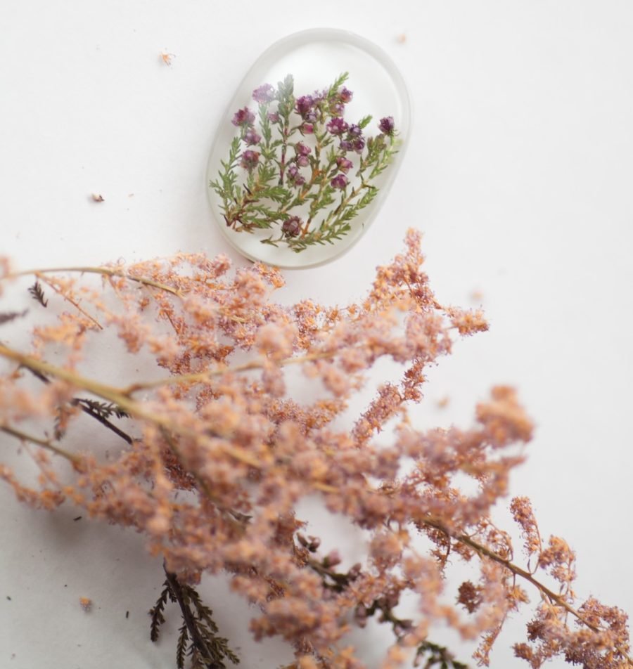 Original brooch with real plants