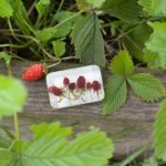 White handmade brooch with strawberries - Image 2