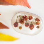 White handmade brooch with strawberries - Image 3