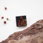 Black handmade brooch with strawberries - Image 4