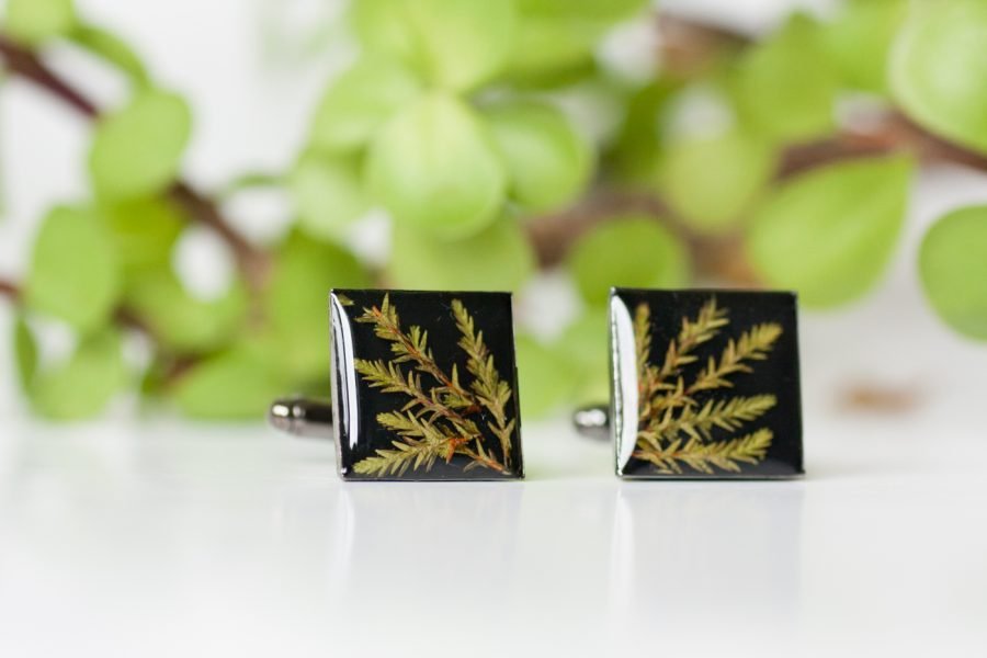 Men's cufflinks with natural Lithuanian plant - Image 4