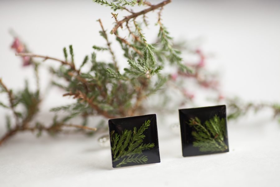 Men's cufflinks with natural Lithuanian plant - Image 3