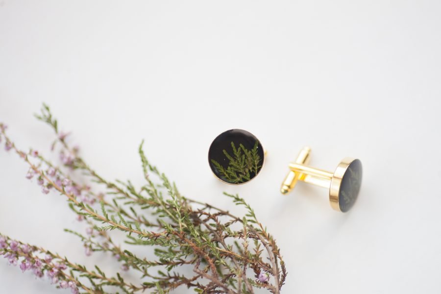 Men's cufflinks with natural Lithuanian plant - Image 2